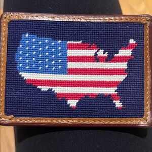 Smathers & Branson Red White and Blue American Flag Needlepoint Card Holder